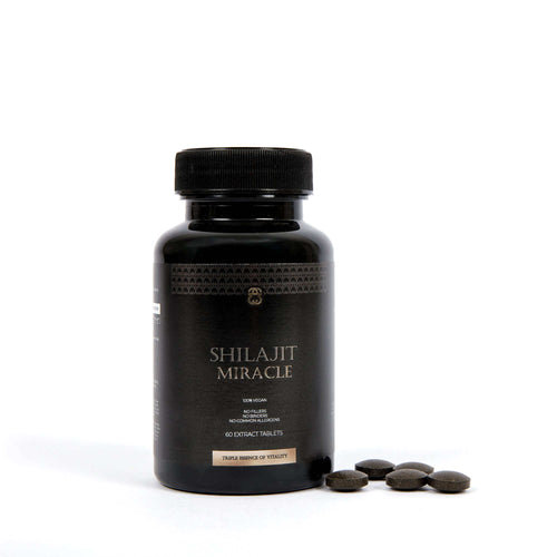 Front view of a 60 pieces Shilajit Tablets Bottle